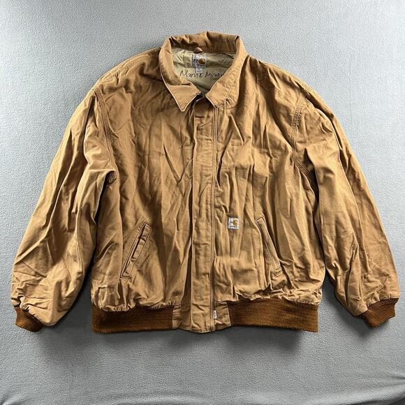 Carhartt Jacket Mens 4XL Brown Flame Resistant Bomber Full Zip Bomber Workwear - Picture 1 of 8